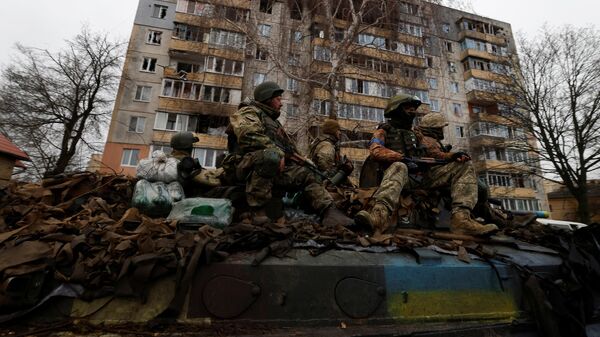 Украинские военные в городе Буча