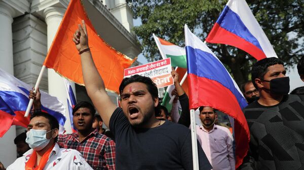 Ралли в поддержку России в Нью-Дели, Индия 