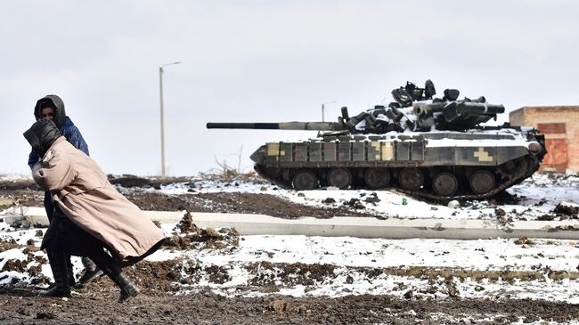 Подбитый танк Вооруженных сил Украины