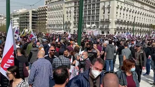 Митинг в центре Афин против вовлечения Греции в события на Украине