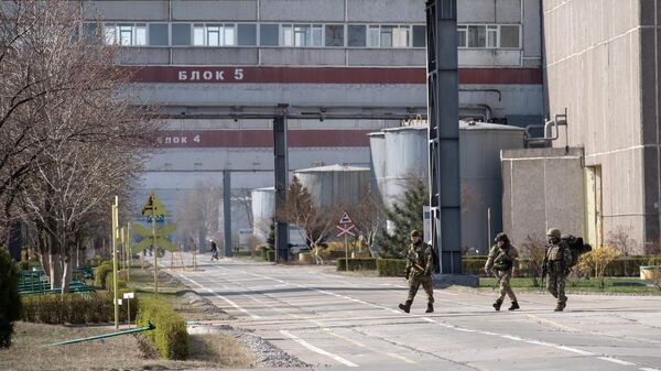 Военнослужащие ВС РФ на территории Запорожской АЭС
