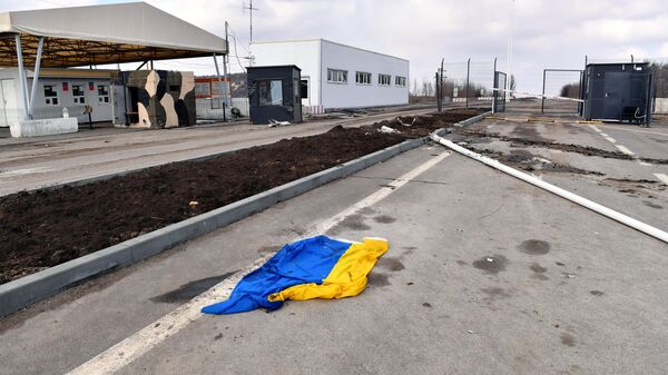 Флаг Украины на земле. Архивное фото