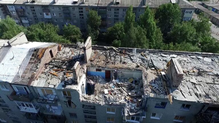 Разрушенный Донецк — 2015, съемка с воздуха