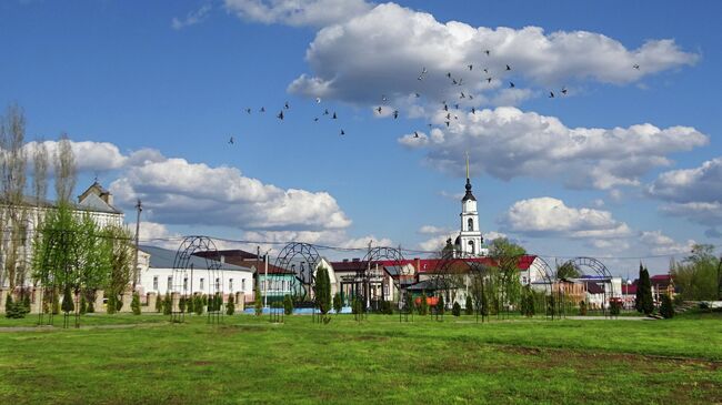 Городской парк, вид на Троицкий собор