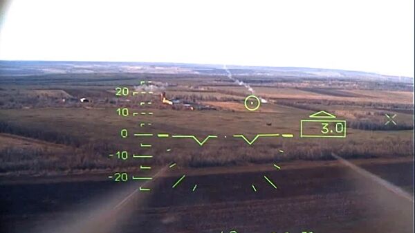 Кадры ударов вертолетами Ми-28Н по позициям украинской техники ПВО