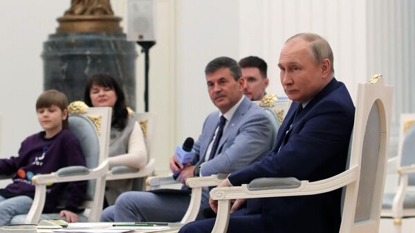 Президент РФ Владимир Путин проводит заседание наблюдательного совета АНО Россия - страна возможностей. 20 апреля 2022