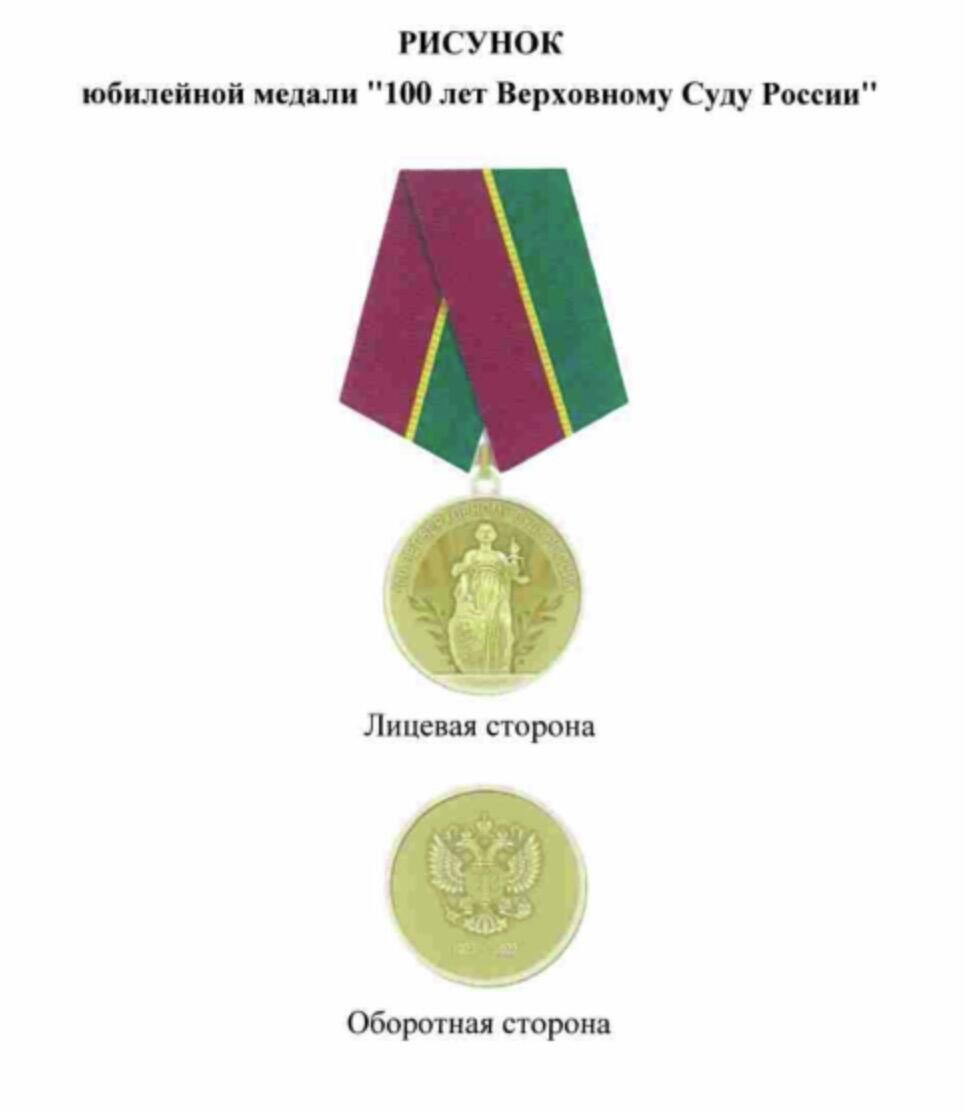 Рисунок юбилейной медали 100 лет Верховному Суду России - РИА Новости, 1920, 20.04.2022