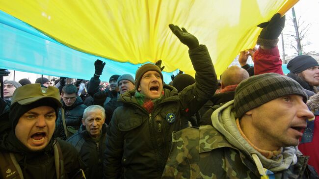 Пикет сторонников евроинтеграции Украины у здания Верховной рады