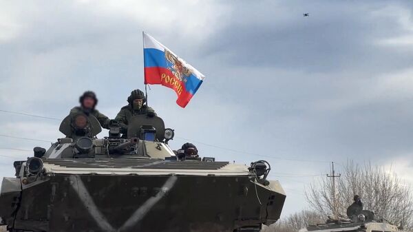 Продвижение колонн российской армии на освобожденных территориях 