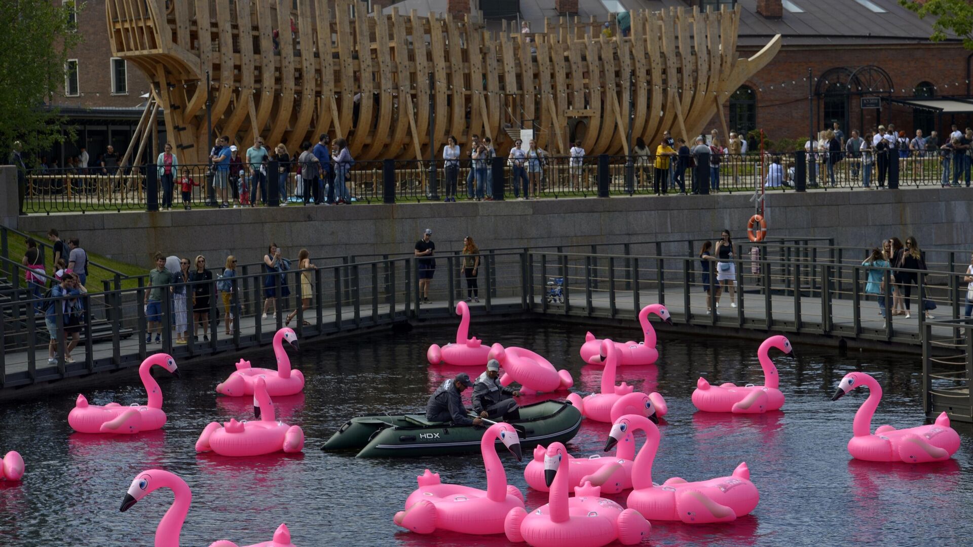 Пляж с розовыми фламинго открылся в Новой Голландии в Санкт-Петербурге - РИА Новости, 1920, 27.04.2024