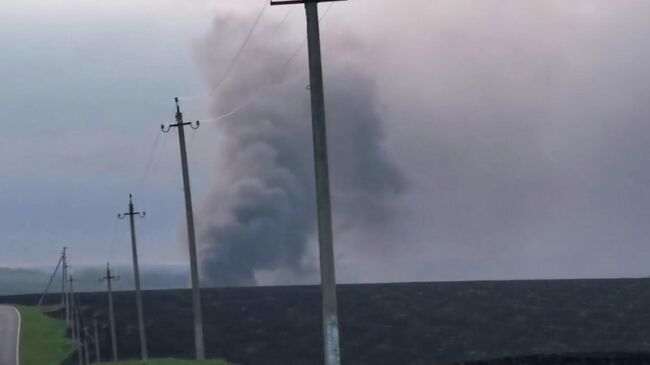 Горящий склад боеприпасов в Белгородской области