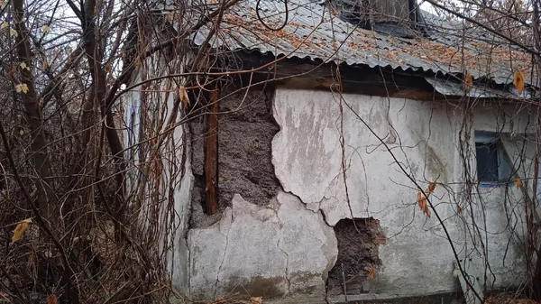 Дом донецкого зооволонтера Галины Кондрашовой, в который попал украинский снаряд. Фотография из личного архива