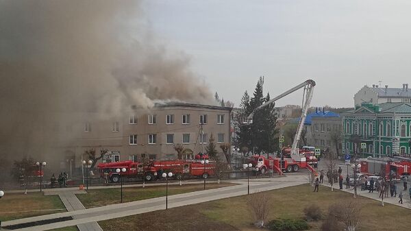 Пожар в торговом центре Гагаринский в Ишиме