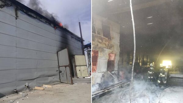 Пожар в каркасном складском помещении на улице Полярная в Иркутске