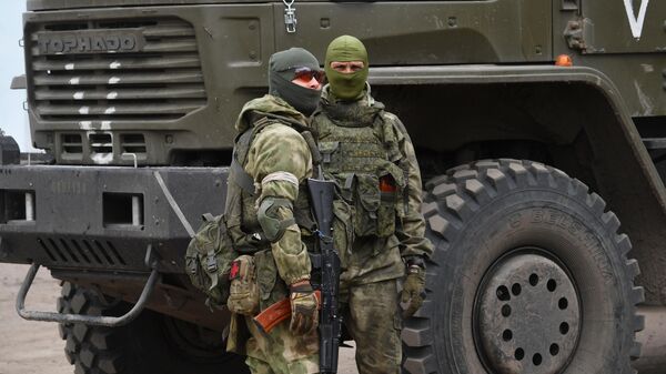 Военнослужащие разведгруппы Восточного военного округа Вооруженных сил России работают на Харьковском направлении специальной военной операции на Украине