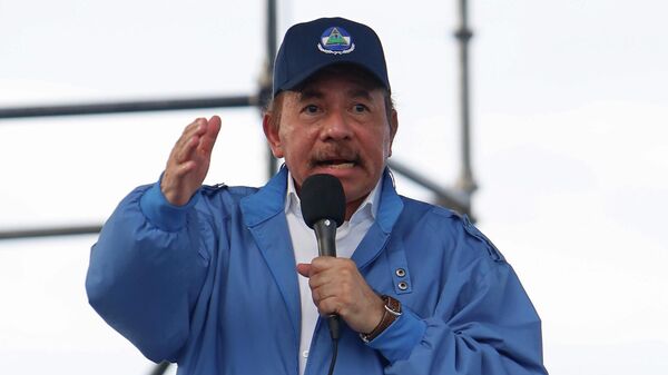 Президент Никарагуа Даниэль Ортега во время выступления в Манагуа