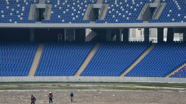 Подготовка к посадке газона на стадионе Ханчжоу