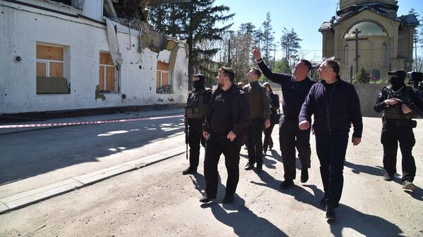 Глава ДНР Денис Пушилин и заместитель председателя  правительства России Марат Хуснуллин посетили город Волноваху