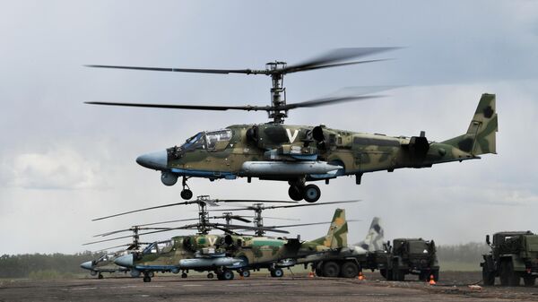 Работа полевого вертолетного аэродрома ВС России на Харьковском направлении