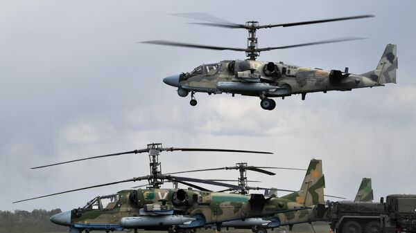 Ударные вертолеты Ка-52 ВКС России