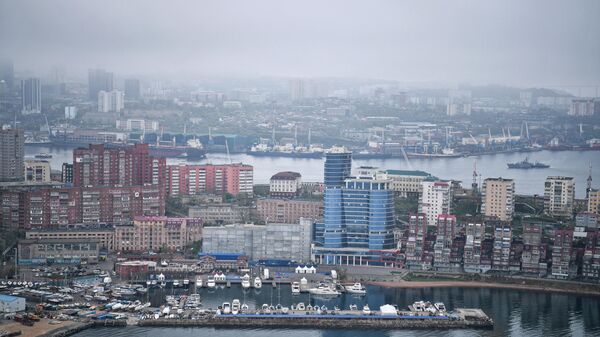 Вид на Владивосток с борта вертолета