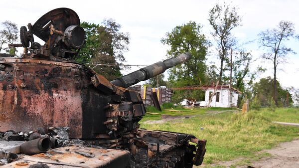 Подбитый танк ВСУ в Цуповке в Херсонской области