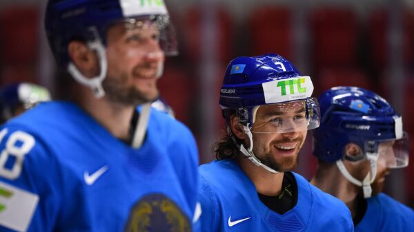 Хоккеисты сборной Казахстана на чемпионате мира 2022 года в Финляндии