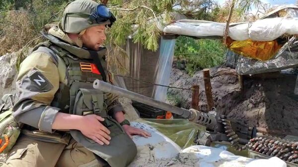 Оставленный украинской армией американский пулемёт Браунинг