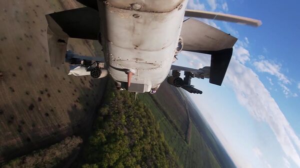 Уничтожение пункта управления ВСУ российскими ударными вертолетами Ка-52