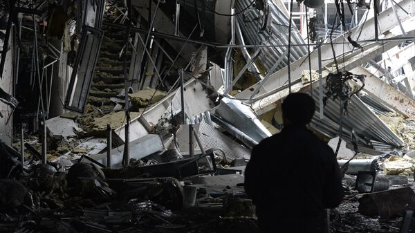 Разрушения в аэропорту города Донецка. 2015 год