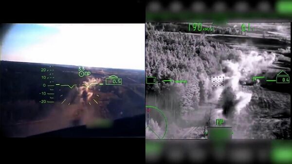 Уничтожение опорных пунктов украинский войск с помощью вертолетов Ка-52