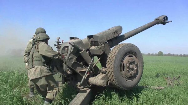 Работа артиллерийских подразделений на Украине. Кадры Минобороны РФ