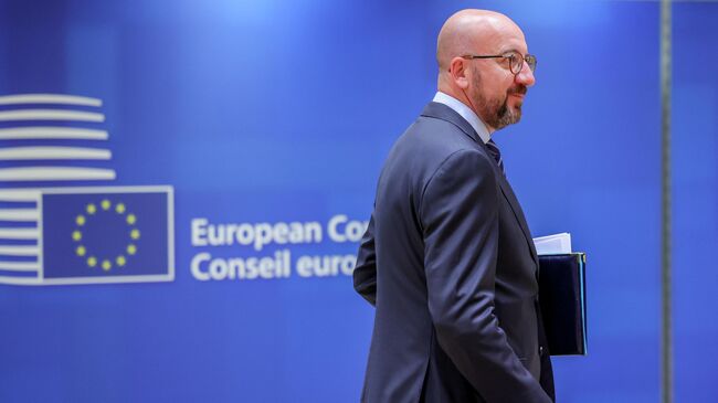 Председатель Европейского совета Шарль Мишель во время саммита ЕС в Брюсселе