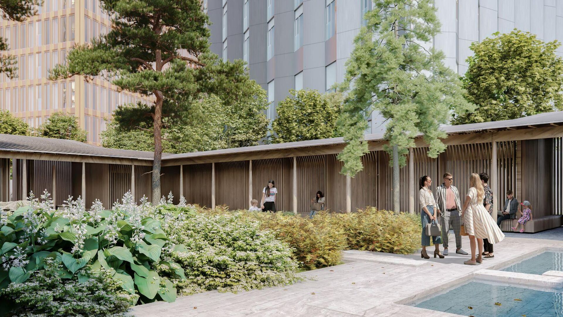 Японский сад в московском жилом комплексе Symphony 34 - РИА Новости, 1920, 31.05.2022