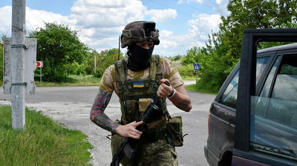 Украинский военнослужащий в селе Маяки Донецкой области
