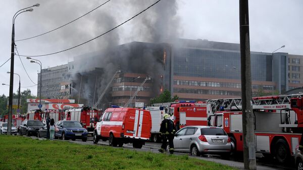 Пожар в бизнес-центре Гранд Сетунь Плаза в Москве