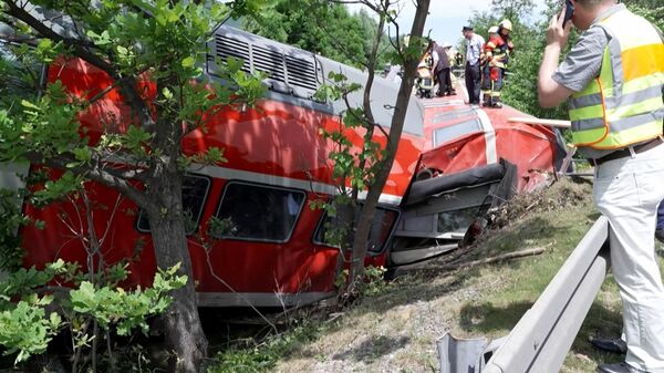 Место аварии поезда в немецкой федеральной земле Бавария