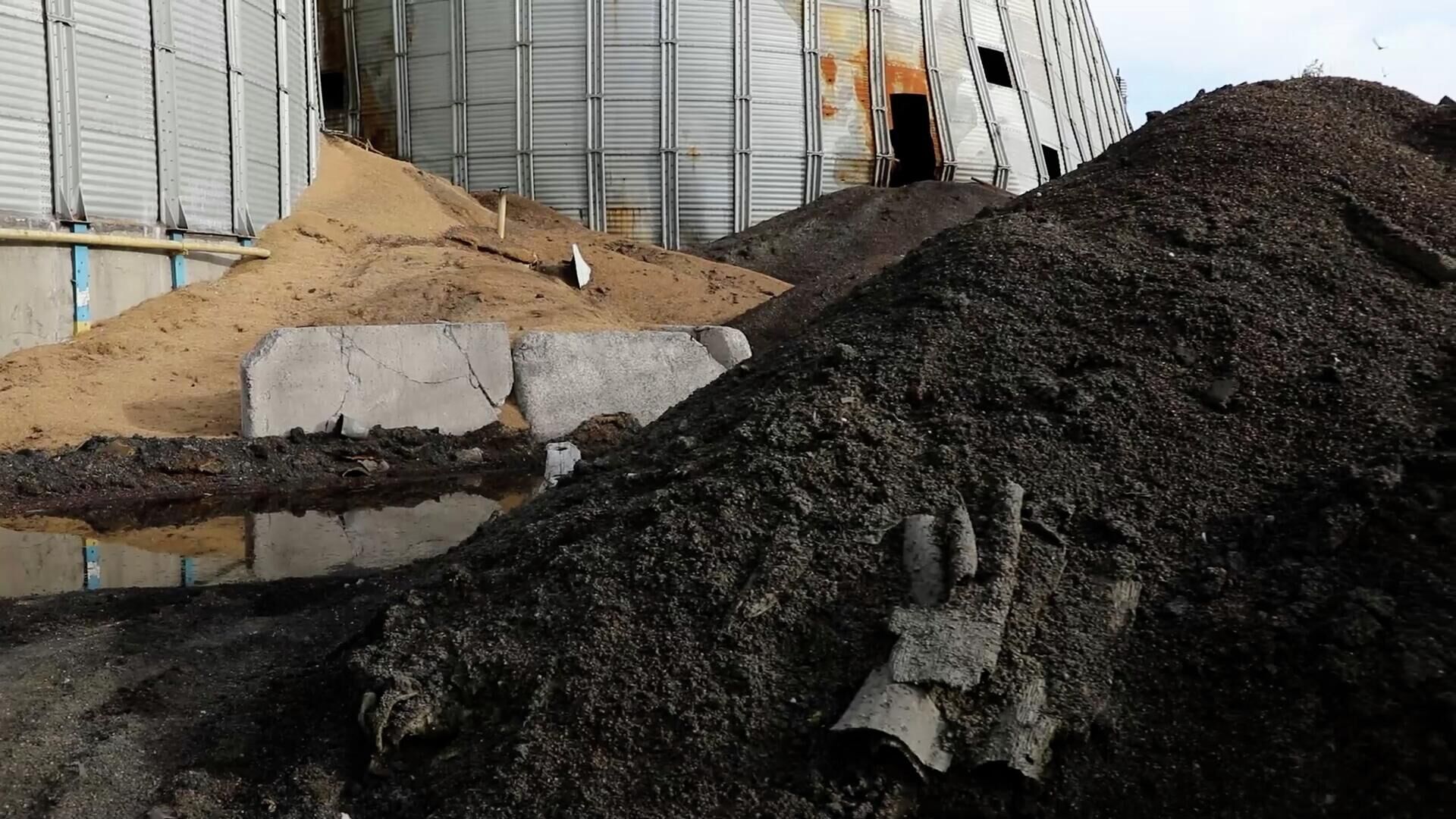 Обугленная кукуруза и примеси мусора – СБУ подожгли тонны зерна в Мариуполе - РИА Новости, 1920, 06.06.2022