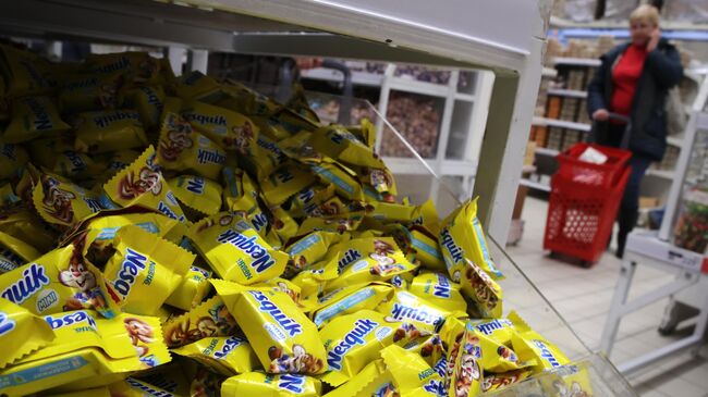 Продажа конфет Nesquik в одном из магазинов в Москве