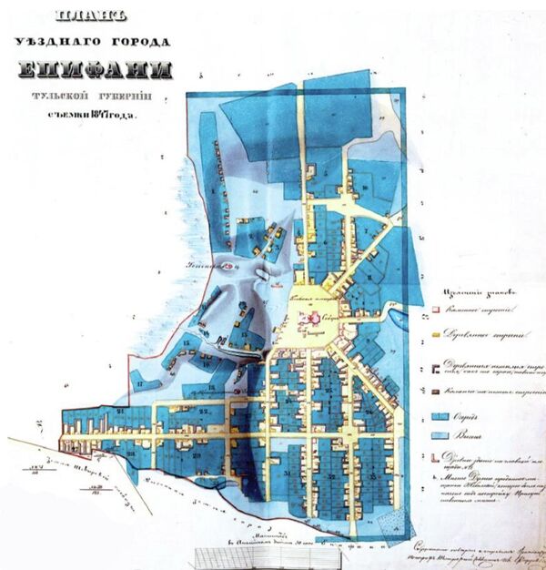 План уездного города Епифани Тульской губернии съемки 1847 года План уездного города Епифани Тульской губернии съемки 1847 года