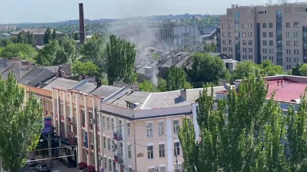Кадры взрыва в центре Донецка