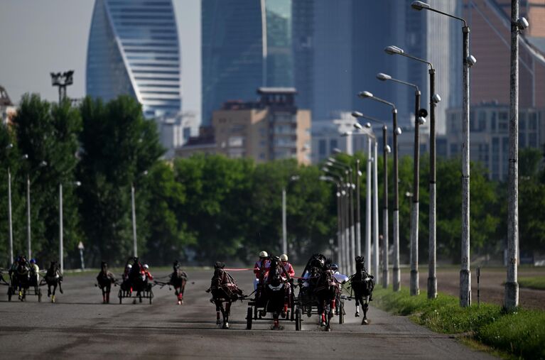 Заезды русских троек на Московском ипподроме