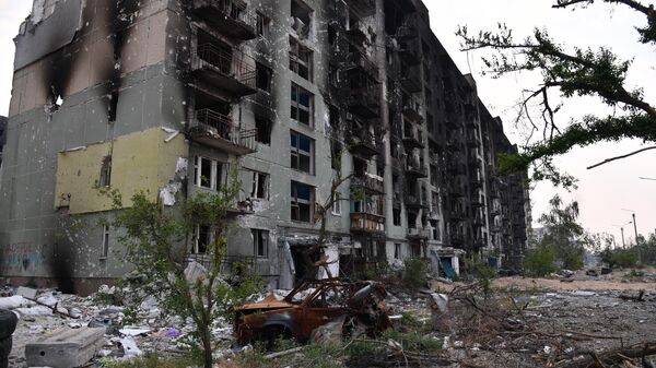 Жилой дом в Северодонецке, уничтоженный в результате обстрелов