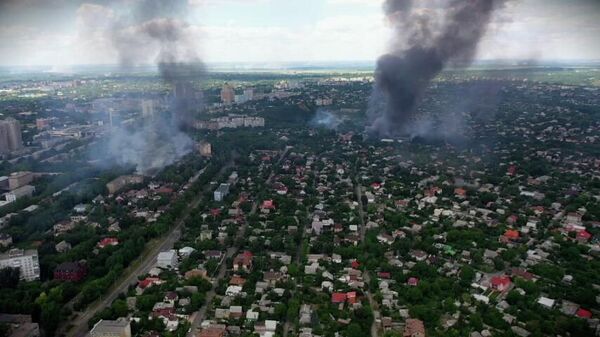Последствия украинских ударов по Донецку. Кадры с дрона