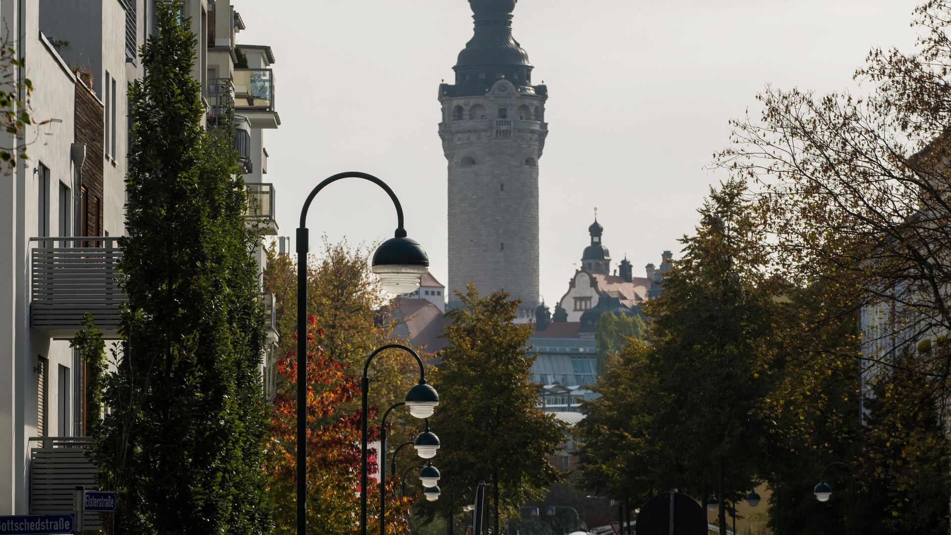 Вид на башню Новой ратуши в Лейпциге. - РИА Новости, 1920, 27.11.2022