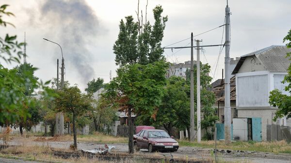 Дым со стороны химического комбината Азот в Северодонецке