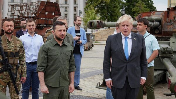 Президент Украины Владимир Зеленский и премьер-министр Великобритании Борис Джонсон в Киеве, Украина