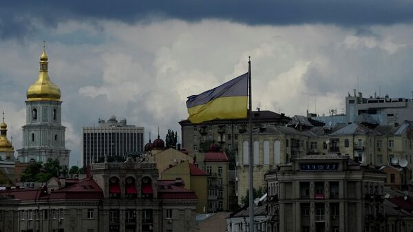 Украинский флаг в Киеве
