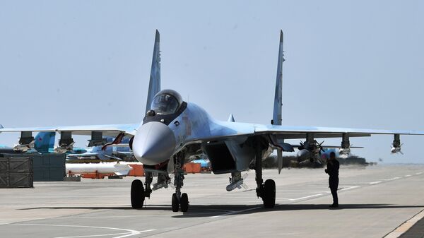 Многоцелевой истребитель Су-35 ВКС России, задействованный в специальной военной операции