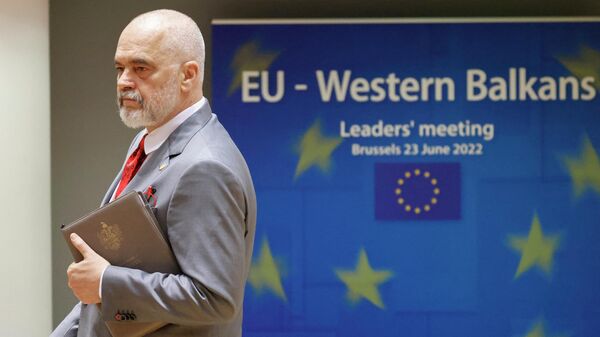 Премьер-министр Албании Эди Рама на саммите ЕС c лидерами балканских стран